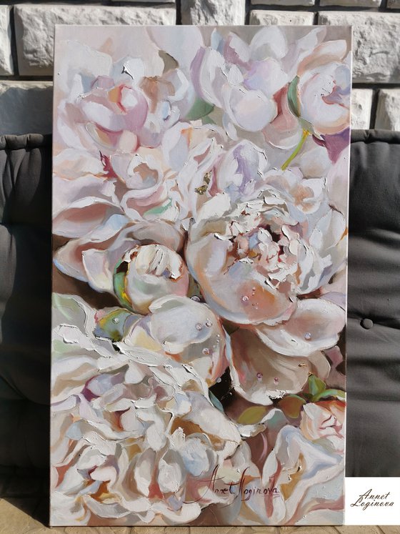 Floral Canvas, Peonies Original Art