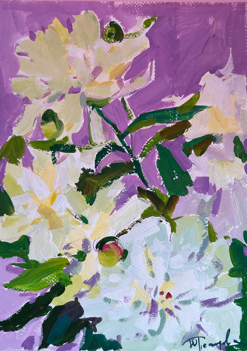 Impressionistic Botanical Painting By Yuliia Pastukhova, 8 X 12", Peonies Flowers, Original Artwork