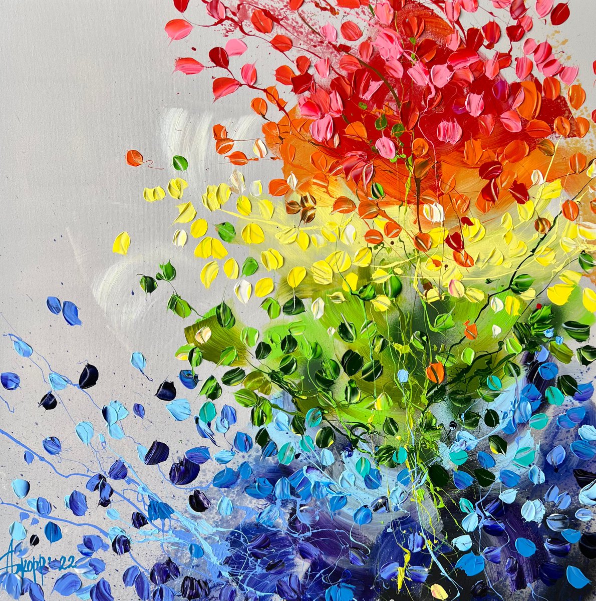 Square acrylic painting Spectrum Tree by Anastassia Skopp