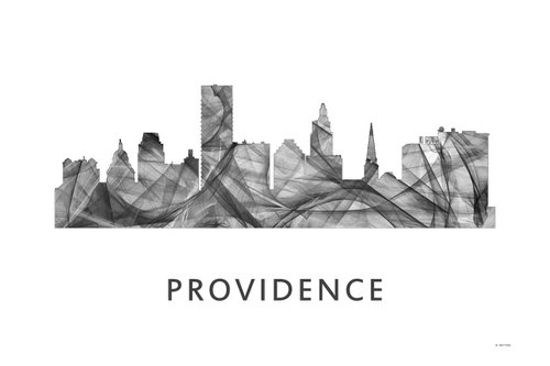 Providence Rhode Island Skyline WB BW by Marlene Watson