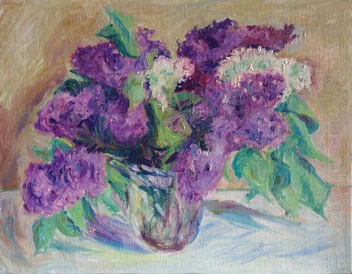 Lilac in a crystal vase by Alexander Shvyrkov