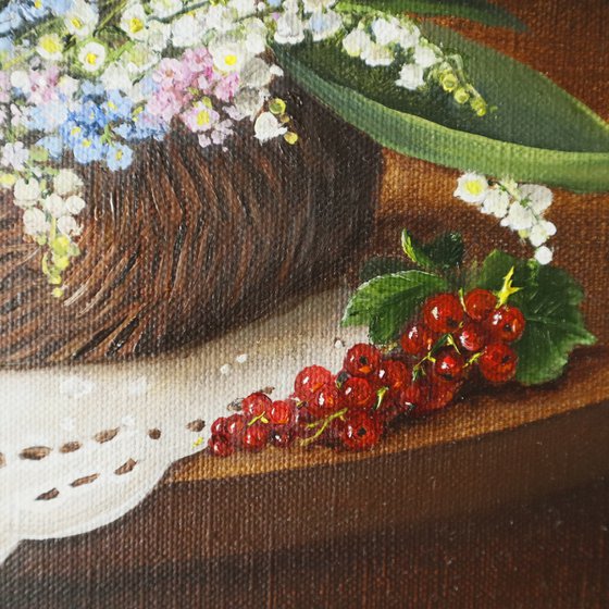 Lily of the Valley in Wicker Basket