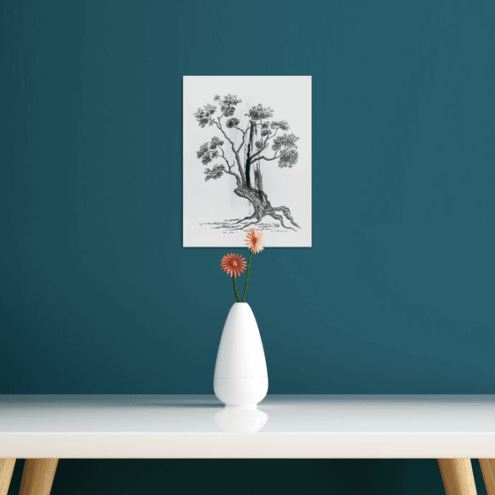 Bonsai Tree - ink on paper - dots