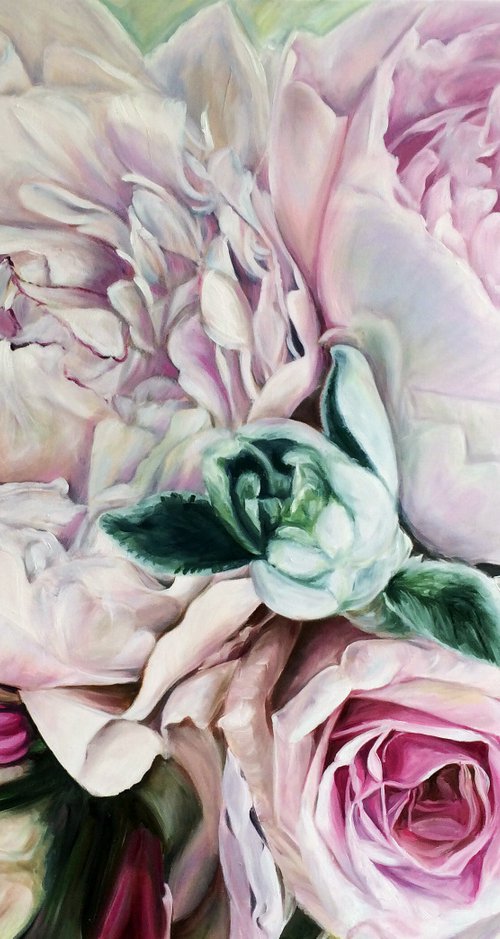 Oil painting Tender Peony 90*70 cm by Irina Ivlieva