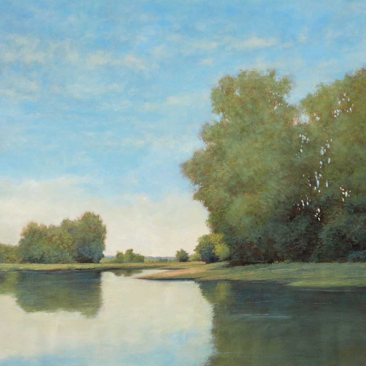 Impressionistic Landscape Oil Painting By Don Bishop, 36 X 36, Summer Reflections 240716, Original Artwork