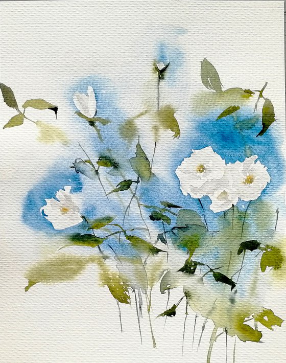 White rose wildflowers