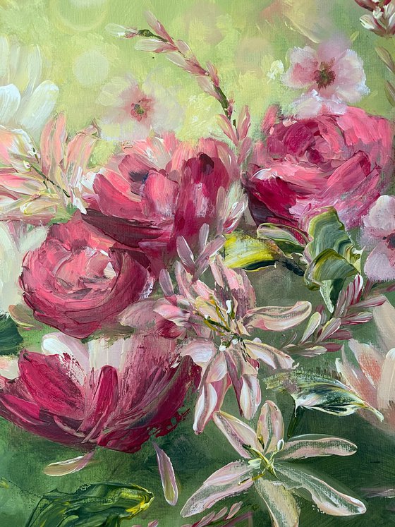 La vie en rose  ( large floral painting )