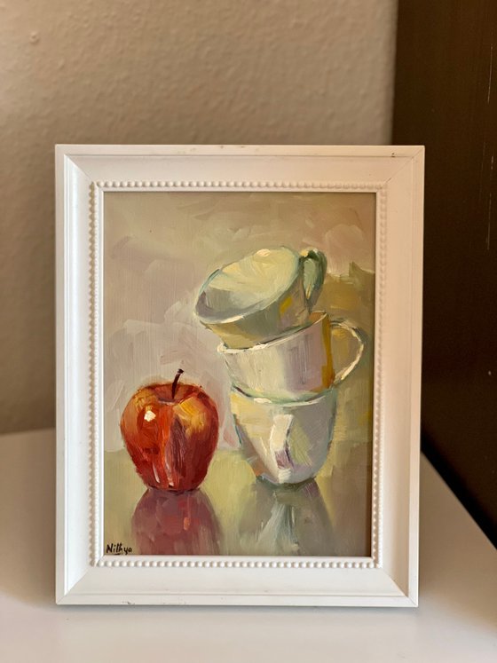 An Apple a Day Series - 4 - Vibrant oil painting kitchen decor