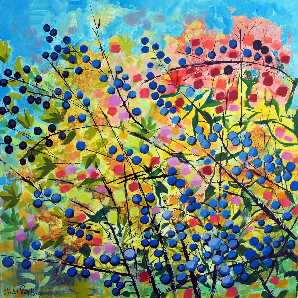 Sloe Berries By Julia Rigby, 26 X 26, Artwork For Sale On Artfinder