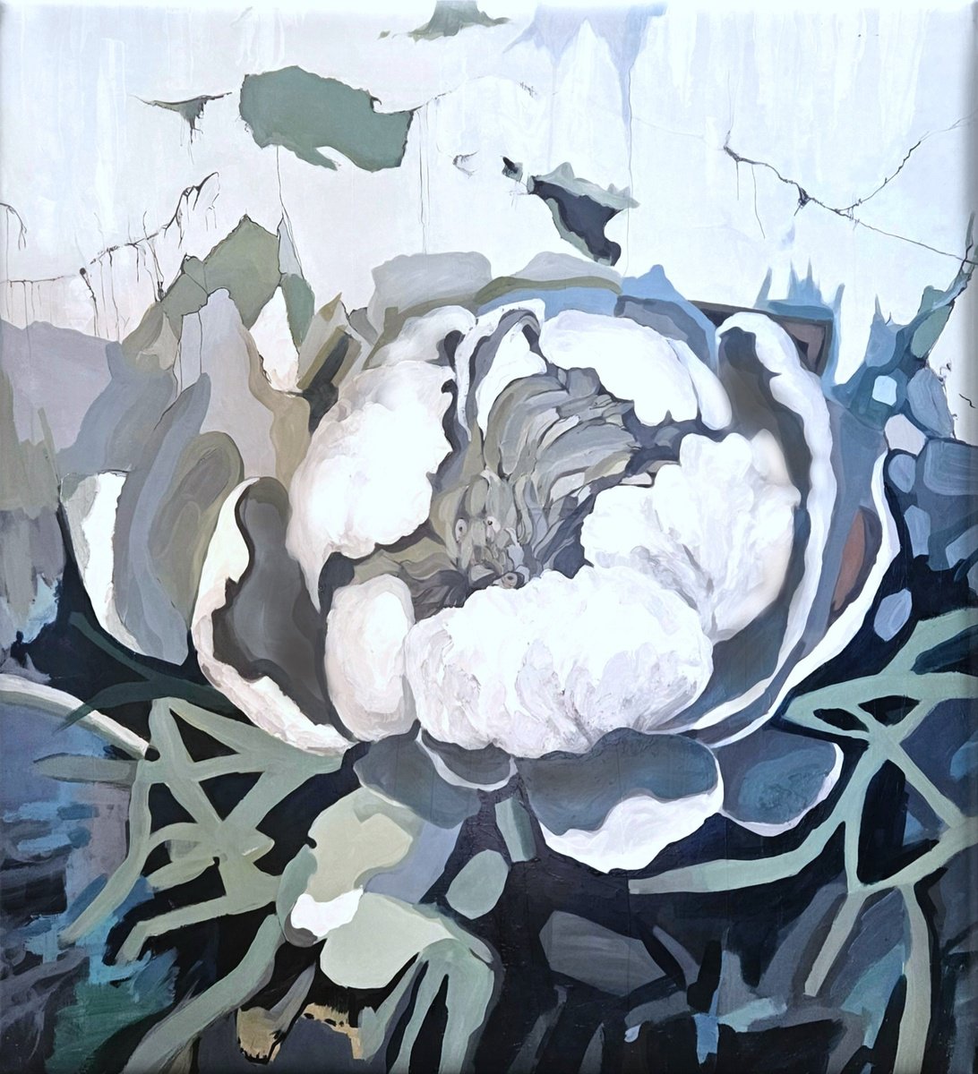 Abstract Acrylic Painting By V+V Kniazievi, 43 X 43", Ivory Reverie #3, Original Artwork