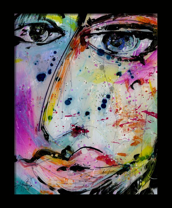 Funky Face Love 23 - Mixed Media Art by Kathy Morton Stanion