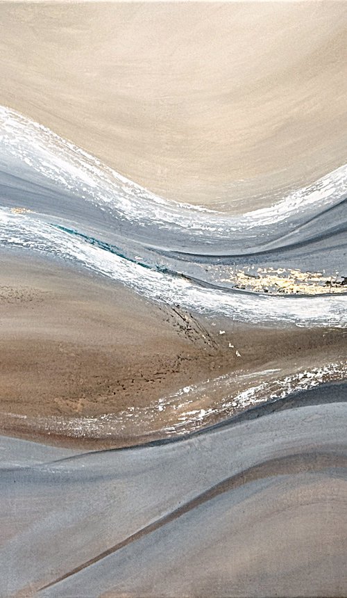 Interwoven Currents. Neutral Beige Grey Gold by Tatiana Malinovscaia