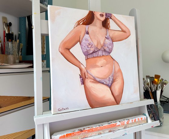 Girl in purple underwear