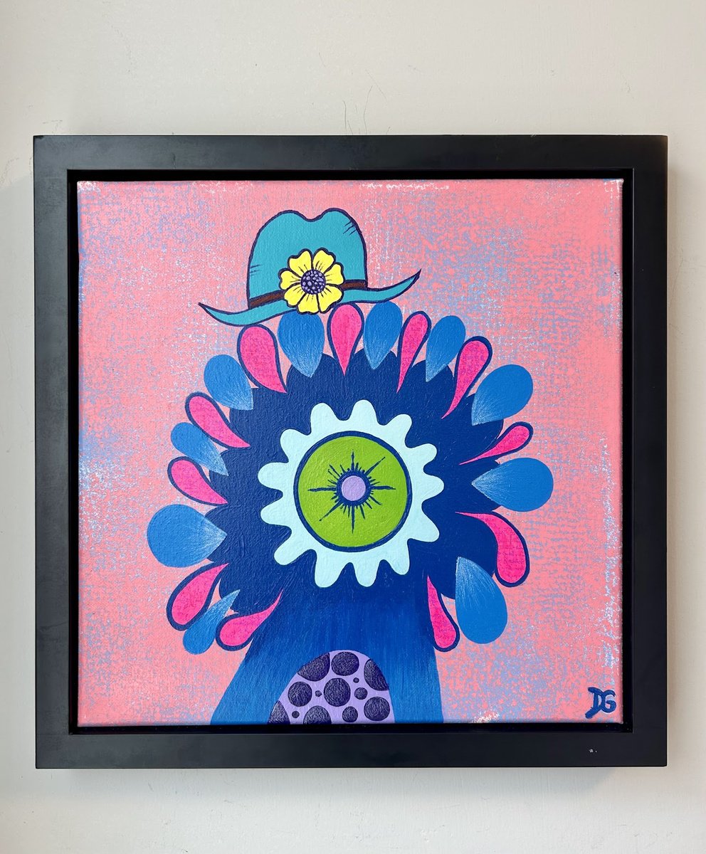 Abstract Portrait Acrylic Painting By Daniel Goodman, 13 X 16, Purple-Bellied Bunglebob, Original Artwork