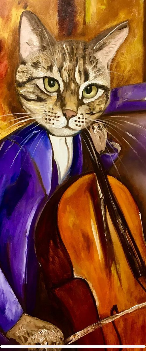 Cat Cellist by Olga Koval