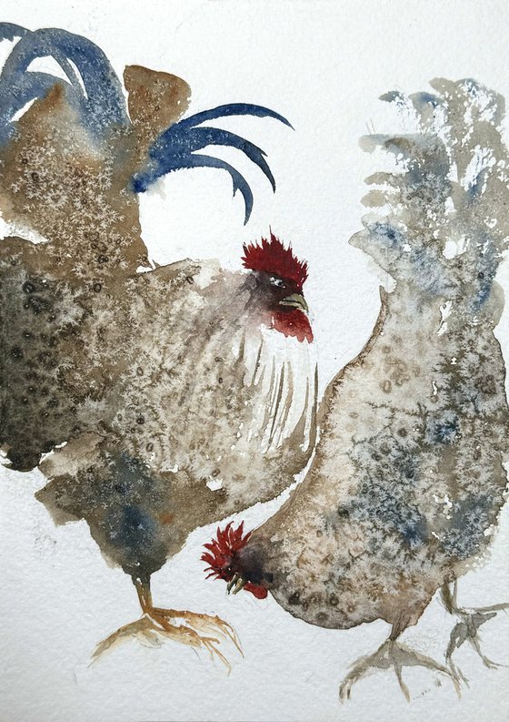 Family Rooster and Hen