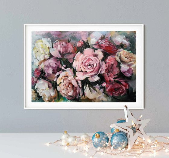 Bouquet of rose peonies