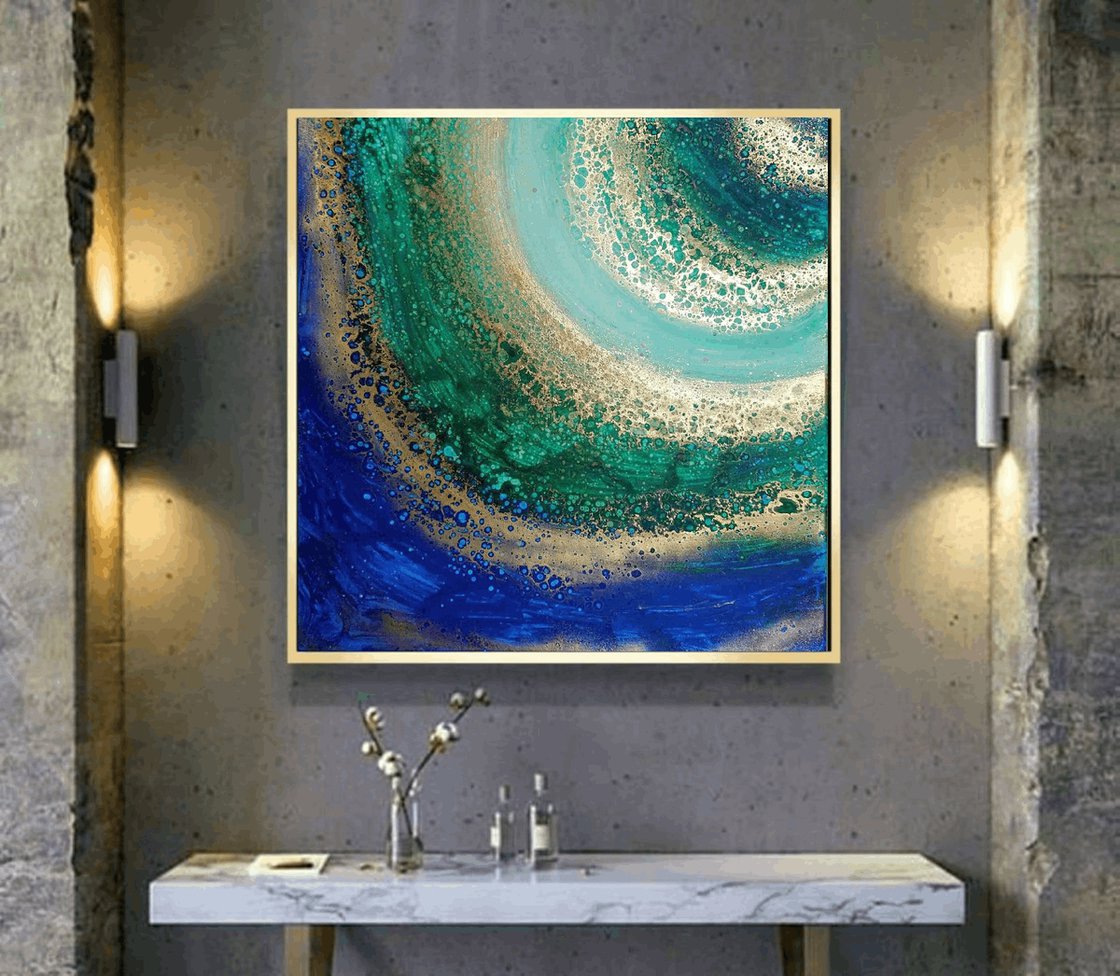 【正規通販】 Emerald Lost (81x81cm) Denart Eleni by painting Acrylic 絵画