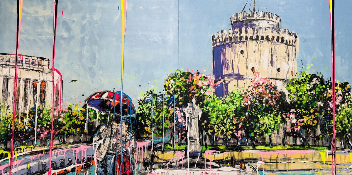 Urban And Pop Acrylic Painting , Thessaloniki - The Echo Of Alexander - By Antoni Dragan, 118 X 59, Artwork For Sale On Artfinder