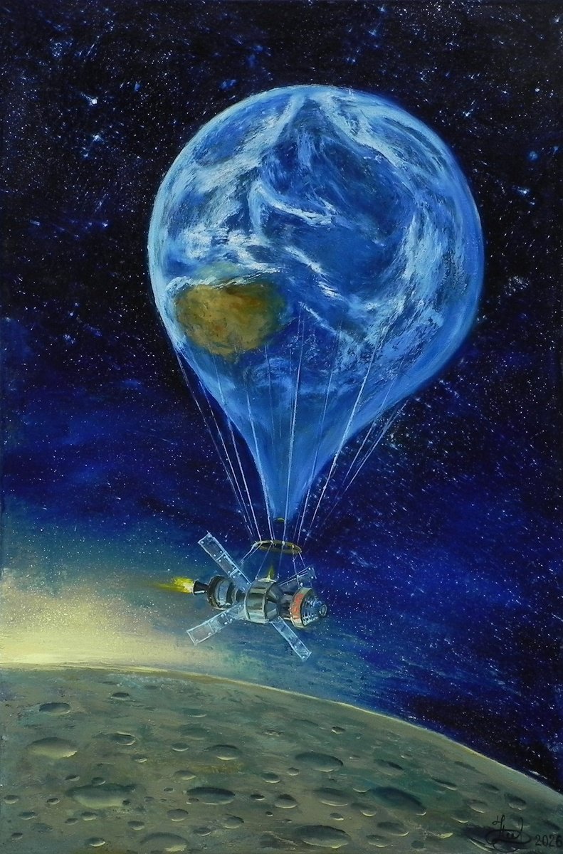 Surrealistic Oil Painting , - Path To The Moon” By Yurii Novikov, 16 X 24, Artwork For Sale On Artfinder