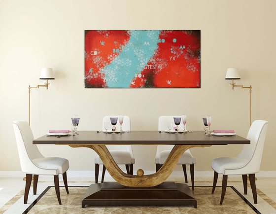 Red Typopop (140x70cm) - Abstract Painting - Typography - Colorful 39F