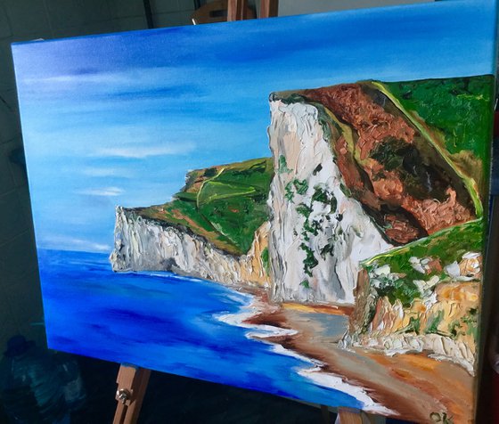 Dorset White Cliffs English Landscape oil painting wall decor