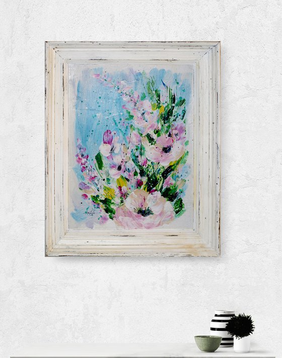 In The Cottage Garden 3 - Framed Floral Painting by Kathy Morton Stanion