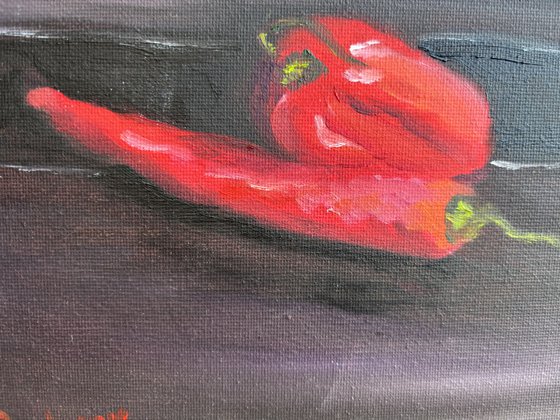 Still life with red peppers