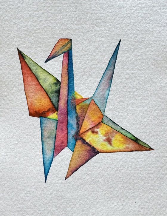 Watercolour Paper Crane