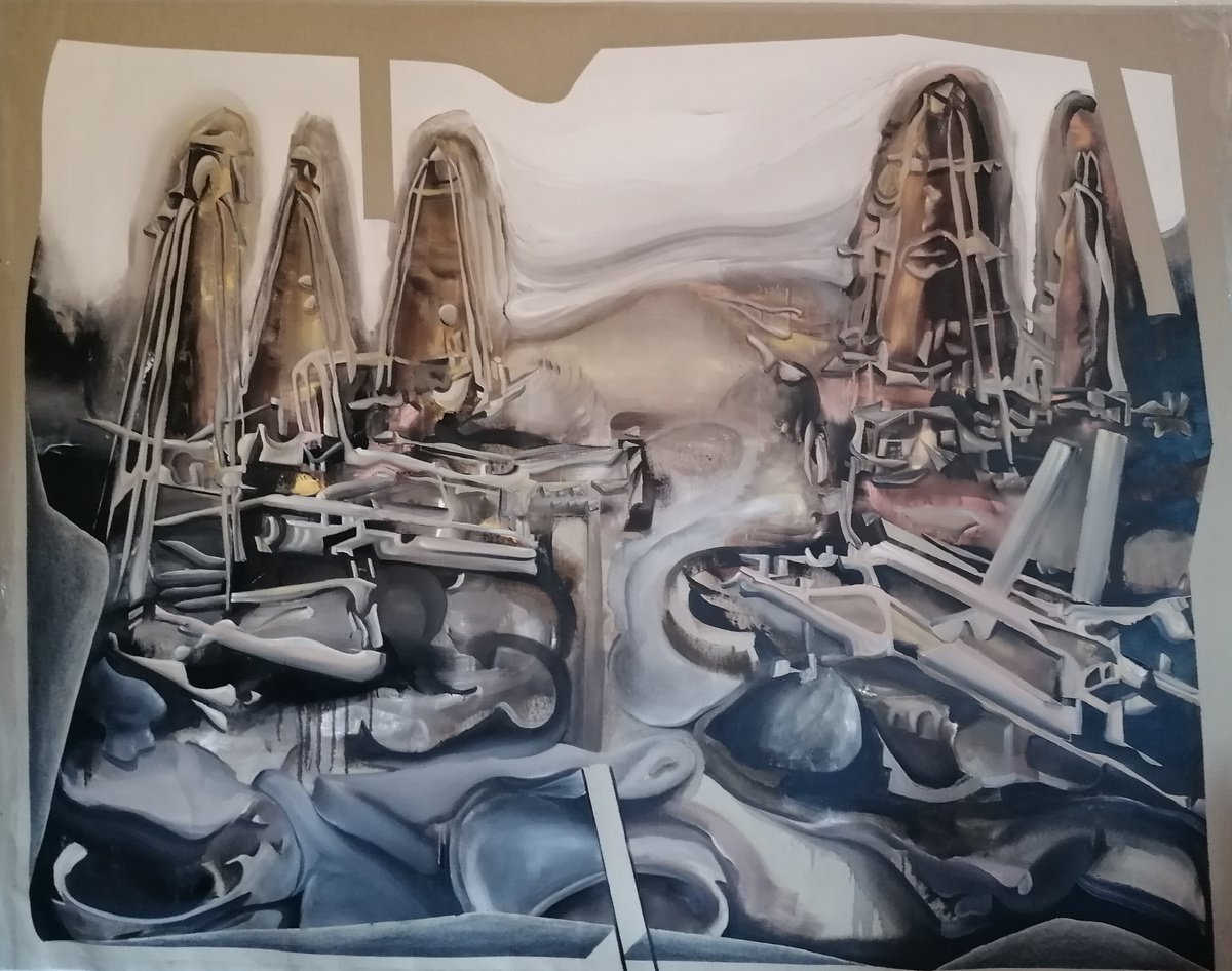 Surrealistic Abstract Oil Painting By Stefano Mazzolini, 75 X 59", 552020, Original Artwork