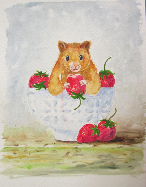 Strawberries and Cute Animal