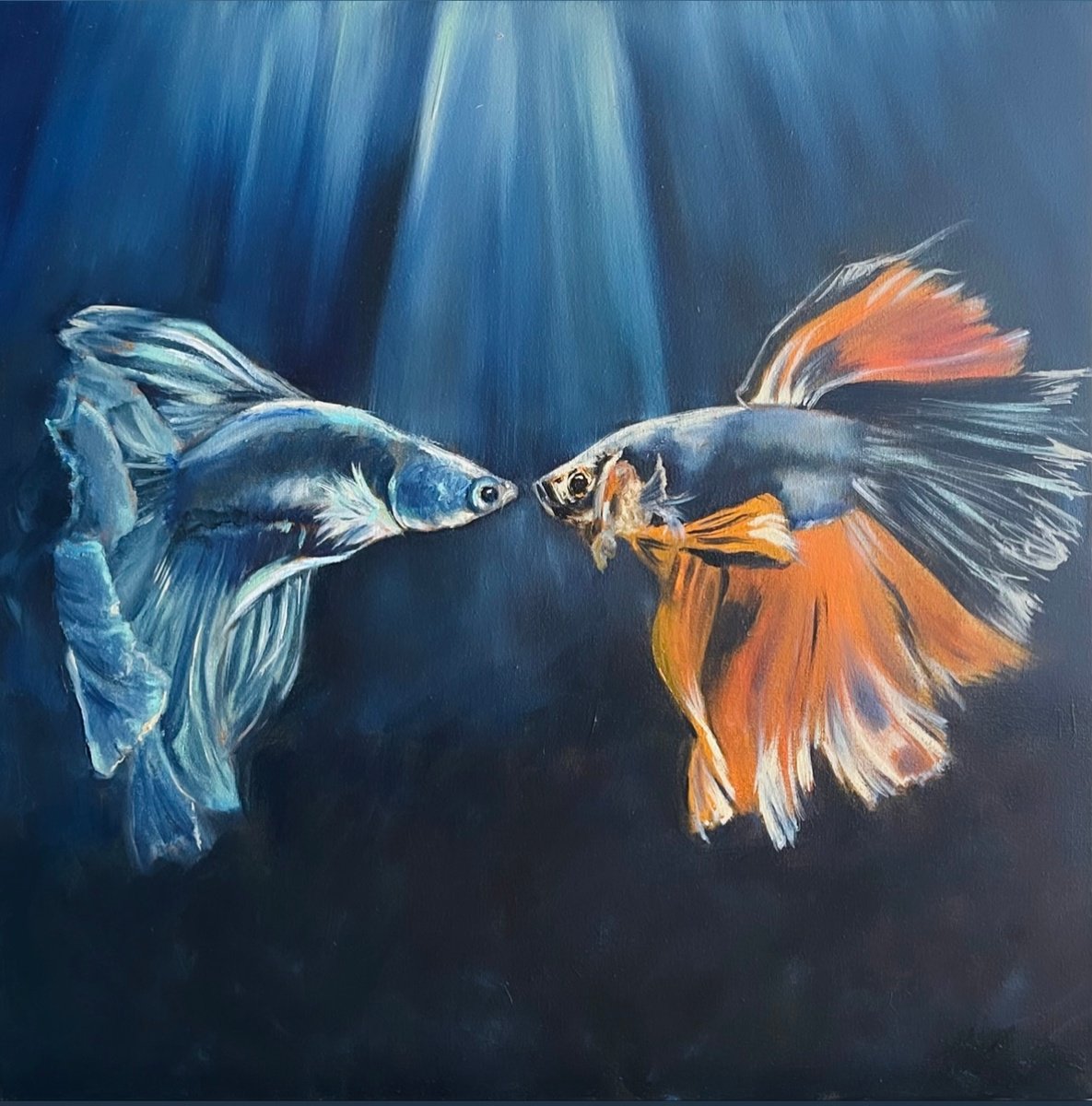 Impressionistic Animal Oil Painting By Irina Ponna, 18 X 18, Deep Love, Original Artwork