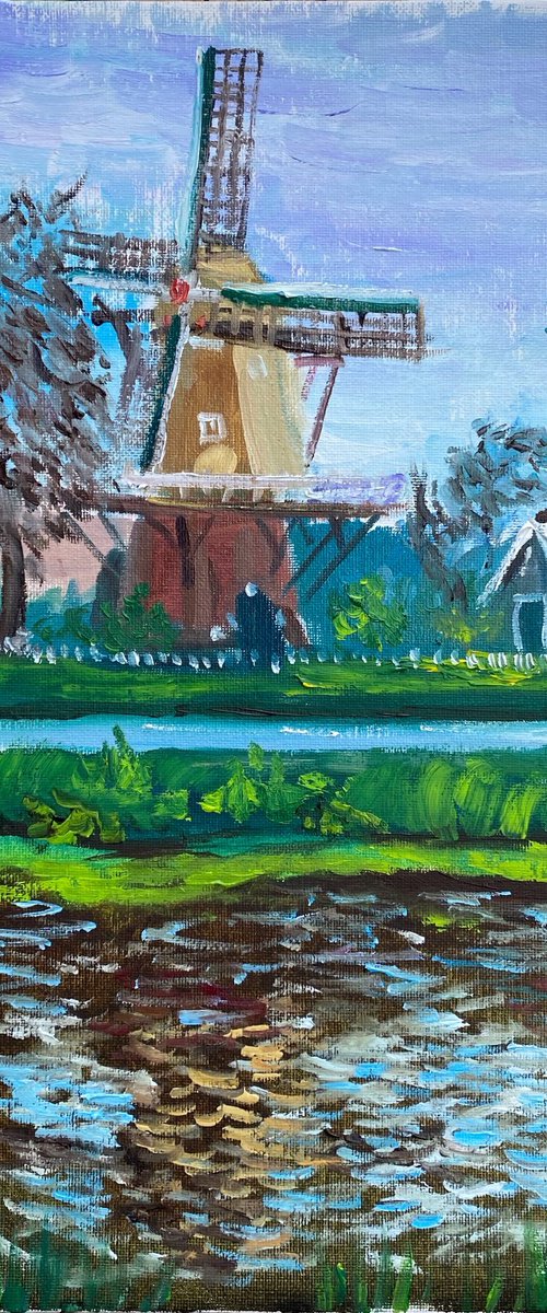 Dutch Windmill. Plein Air by Dmitry Fedorov