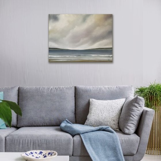 Beneath The Silent Skies - Original Seascape Oil Painting on Stretched Canvas