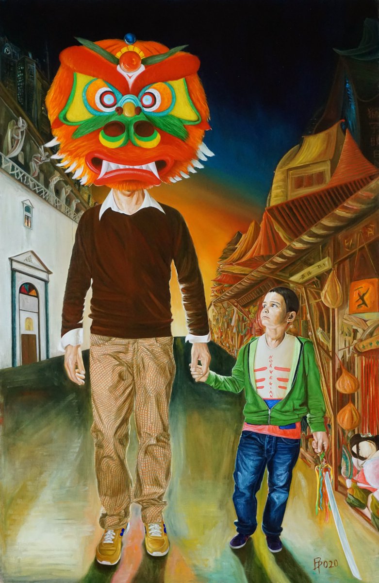 Photorealistic Portrait Oil Painting By Paolo Borile, 27 X 42", Eyes Of The Lion, Original Artwork