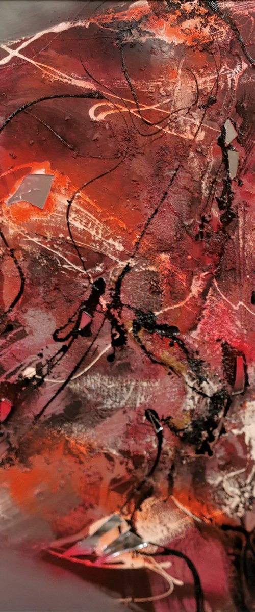Heart pounding incandescent 4 beautiful large mixed media abstract painting by Kloska by Kloska Ovidiu