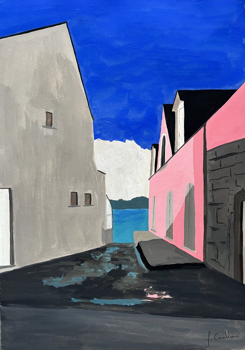 Painting , Tudy Island By Cadiou Frederic, 9 X 13, Artwork For Sale On Artfinder