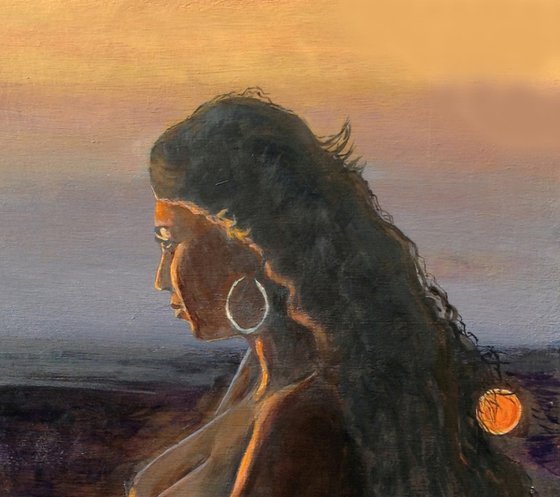 Naked woman by the river