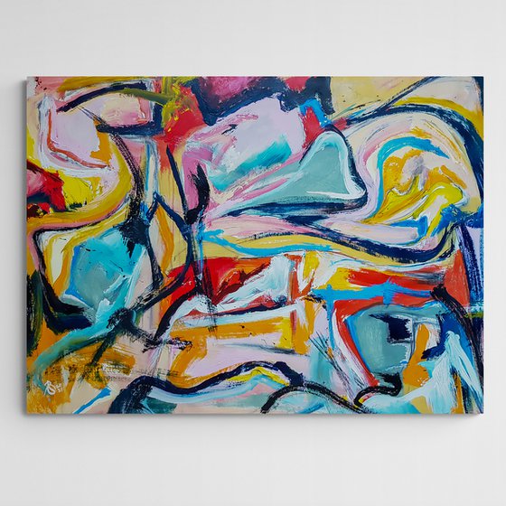 Luebo (XXL) - Abstract Painting (W)140x(H)106 cm.