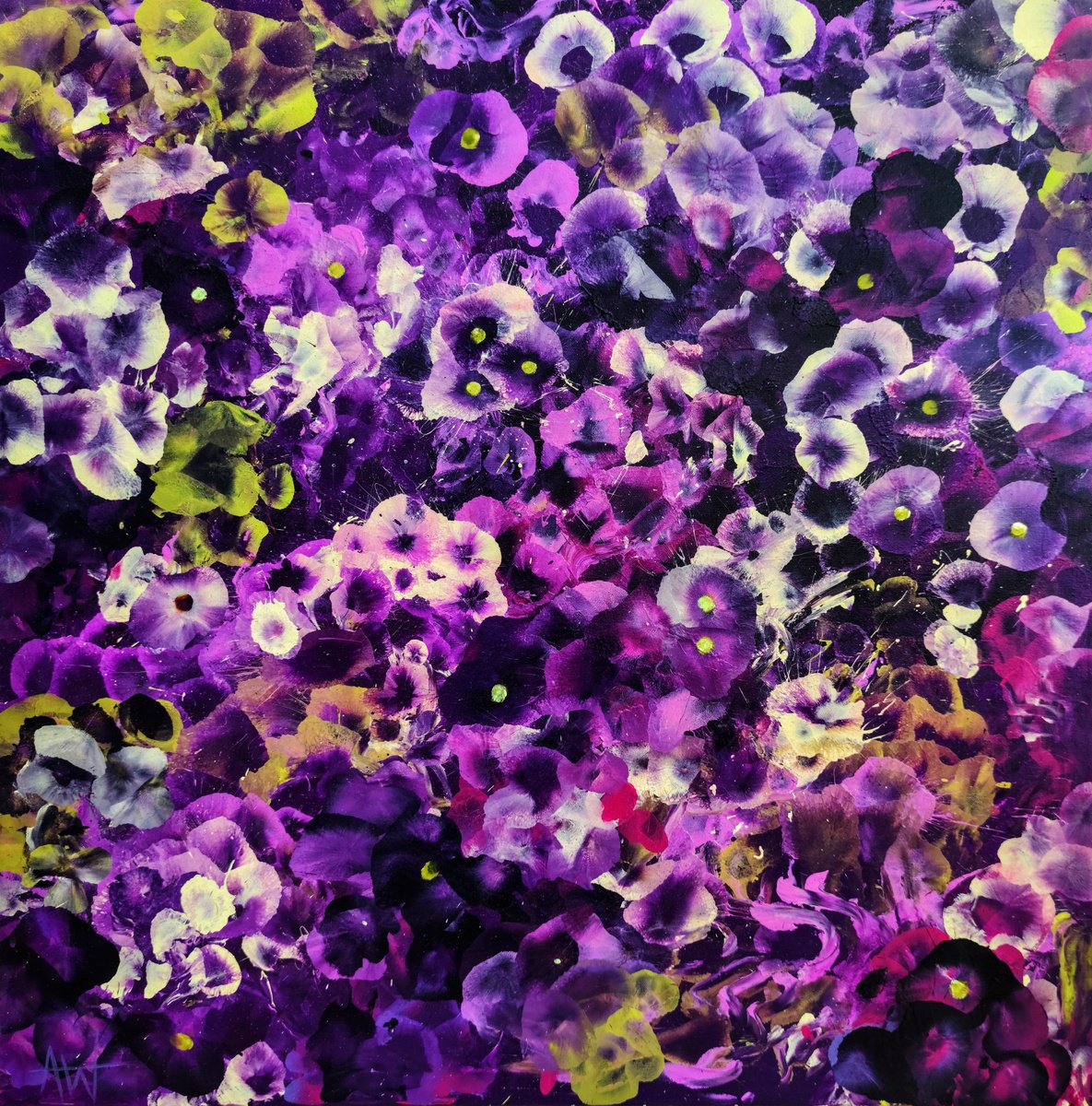 Expressive Oil Painting , Lost In Violet By Angie Wright, 31 X 31, Artwork For Sale On Artfinder