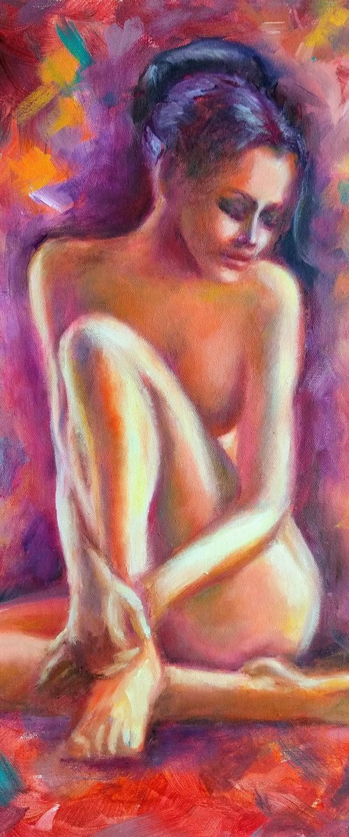 Naked Woman Portrait Erotic Art Abstract Woman by Anastasia Art Line