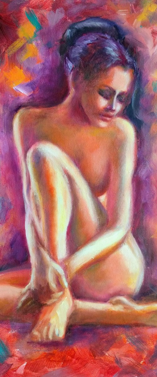 Naked woman sitting by Anastasia Art Line