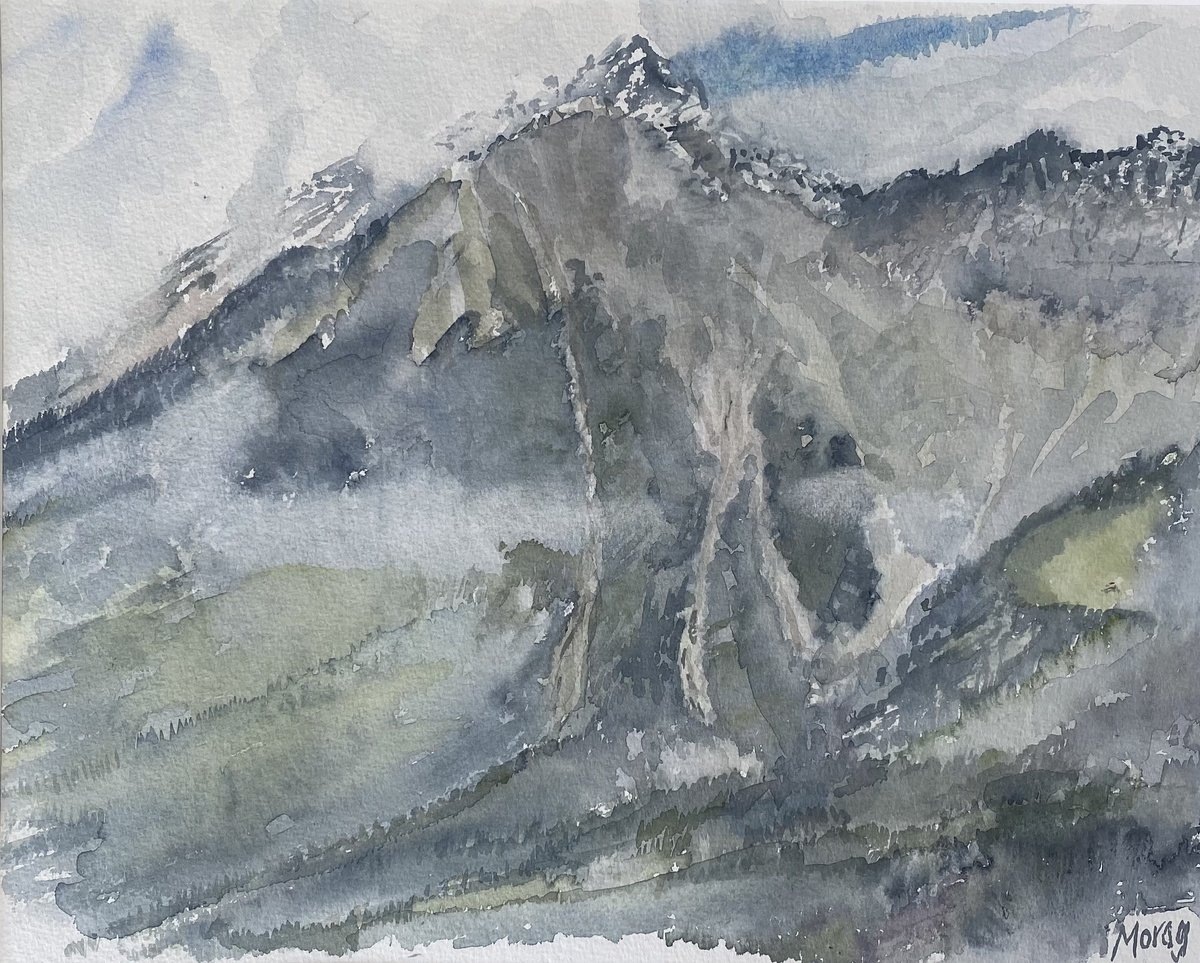 Impressionistic Watercolour , Clouds Lifting, Vordere Brandjochspitze By Morag Paul, 20 X 24, Artwork For Sale On Artfinder