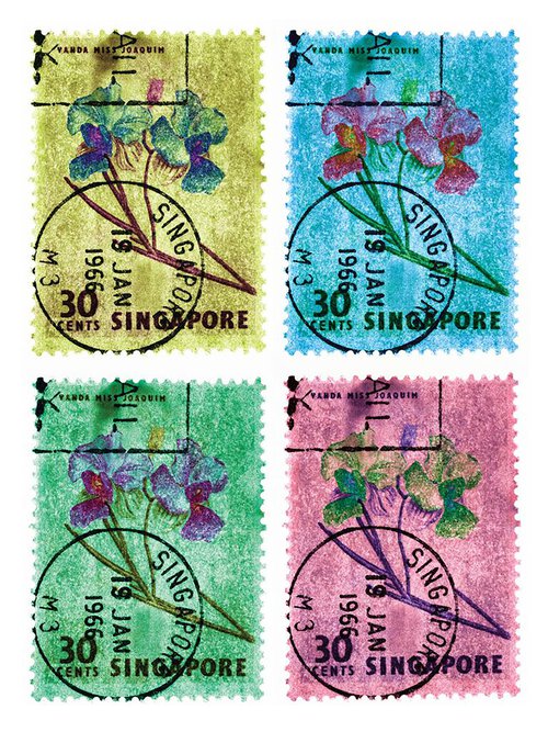Heidler & Heeps Singapore Stamp Collection '30 Cents Singapore Orchid (Multi-Colour Mosaic) I' by Richard Heeps