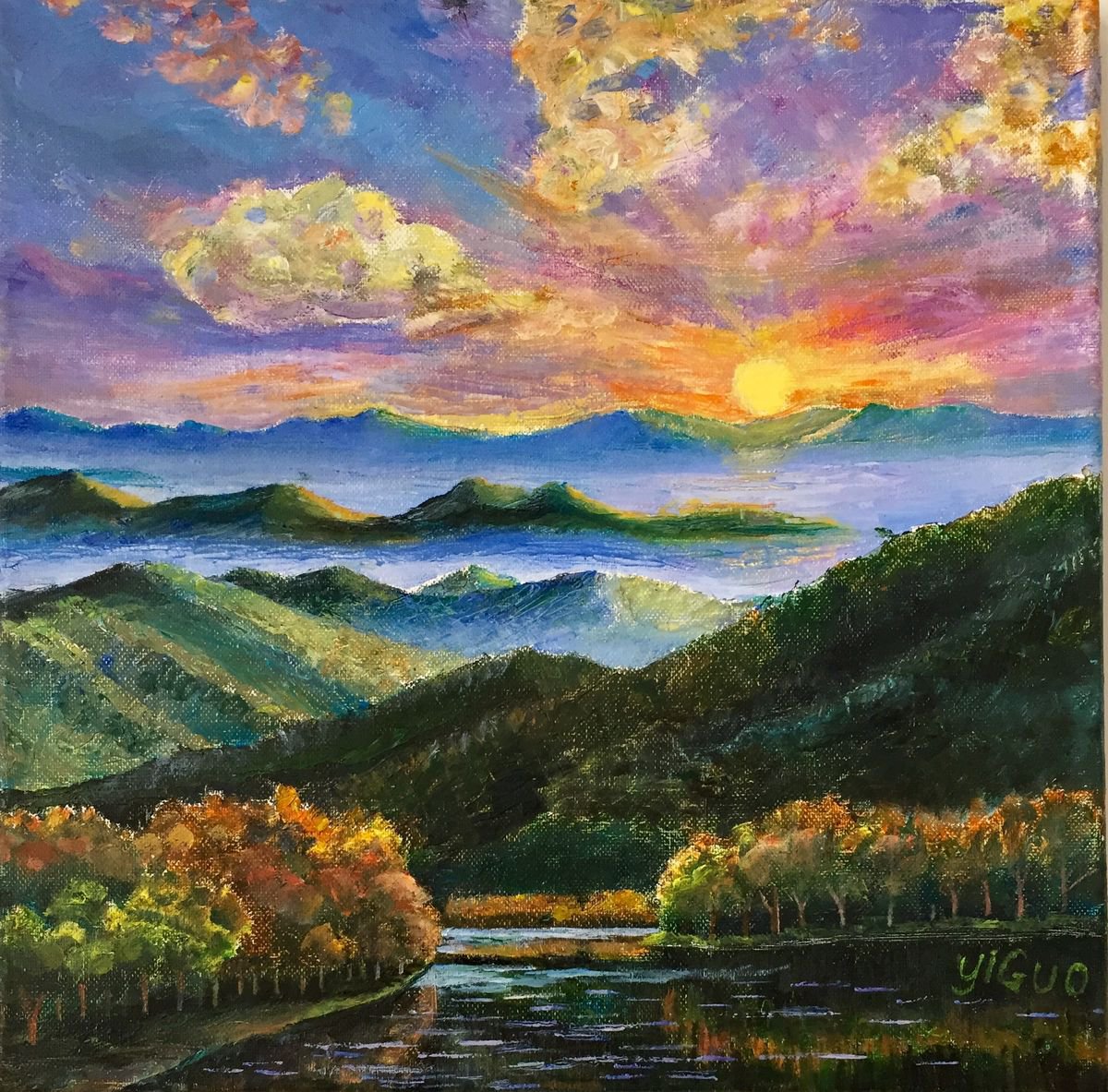 Sunset on Appalachian Mountains by Yi Guo