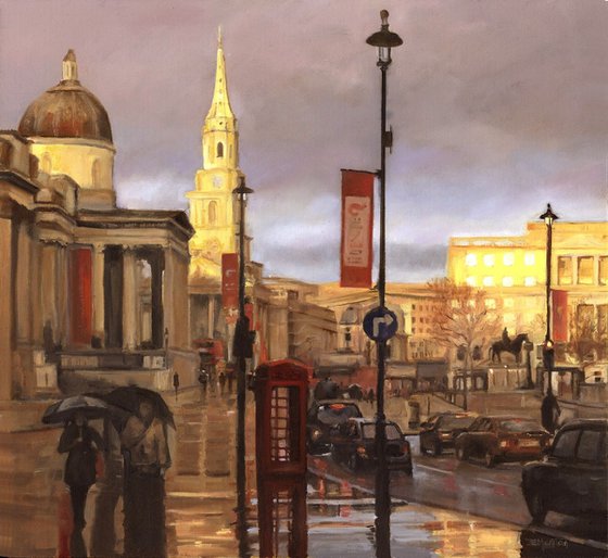 London in the Rain - National Portrait Gallery/Trafalgar Square