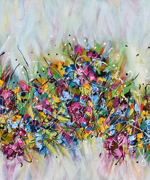 Colorful Dreams - Large Abstract Painting, Original Knife Colorful Modern Wall Art by Olga Tkachyk