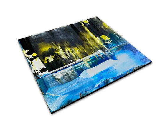 "Cold Front" - Save As A Series - Original PMS Abstract Acrylic Painting Diptych On Recycled Wooden Desk Panels - 54" x 26"