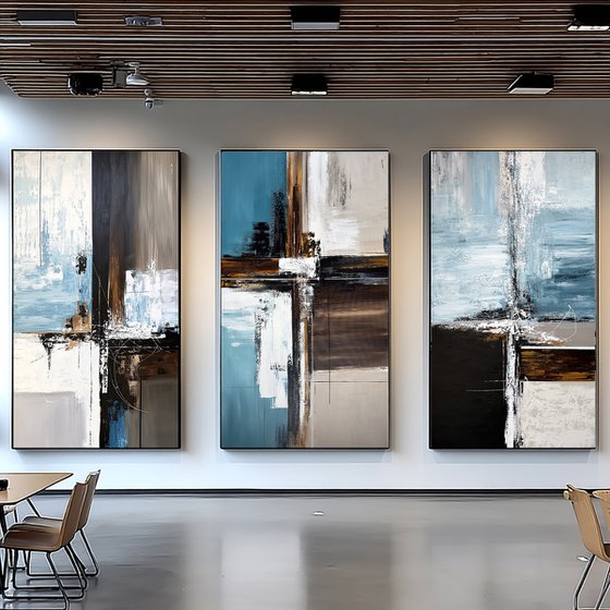 Mapped by Water Triptych 240x140 cm