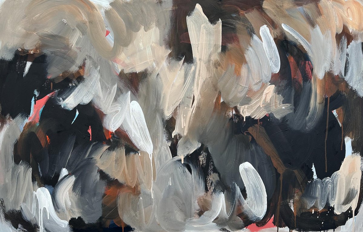 Abstract Landscape Acrylic Painting By Omar Obaid, 59 X 39", Come Find Me, Original Artwork